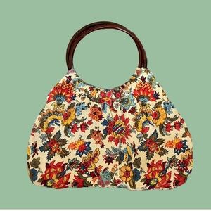 Vintage 70s ring handle bag
Floral print